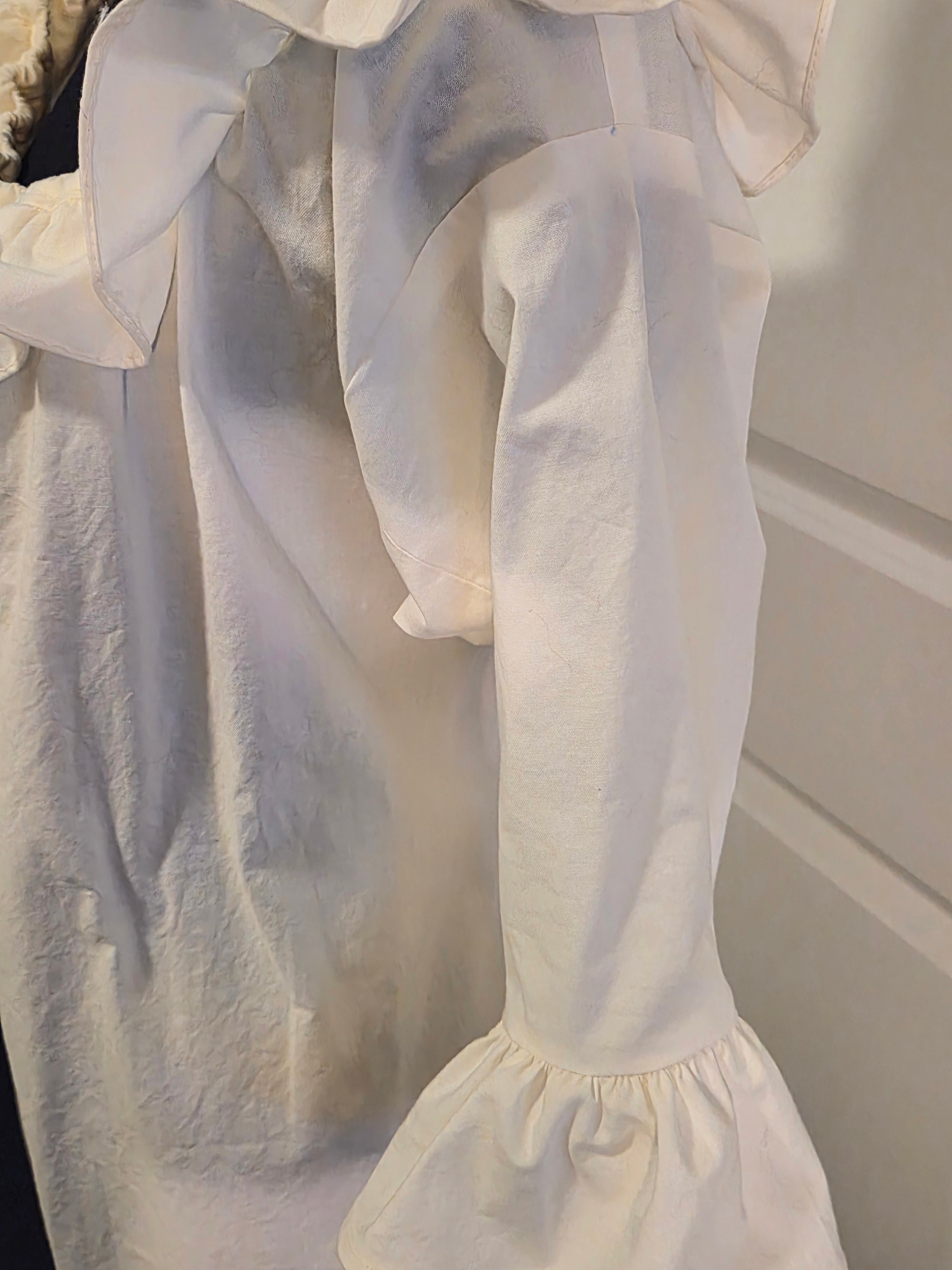 Chemise with ruffled neckline and sleeves